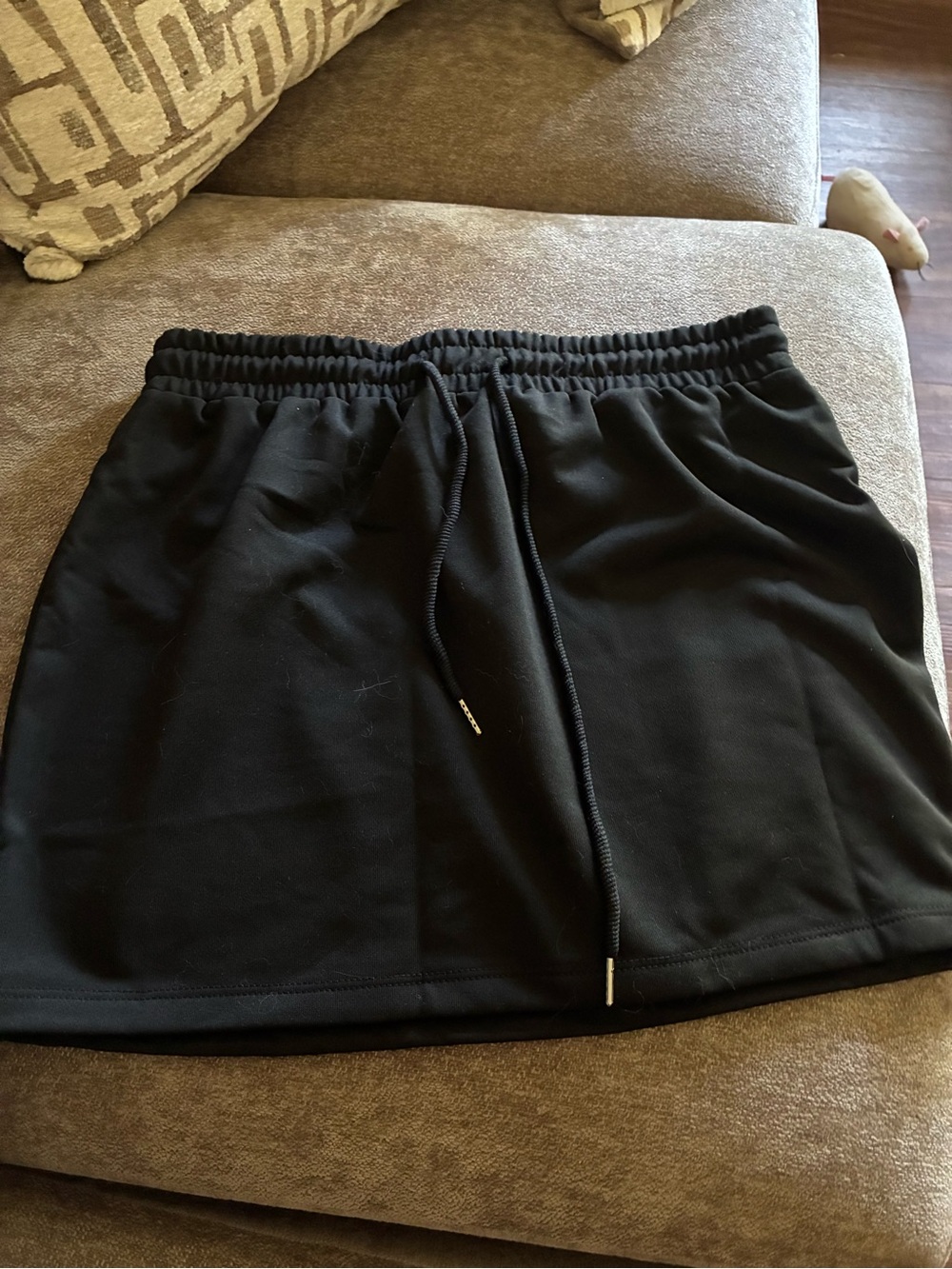 Black Drawstring Mini Skirt